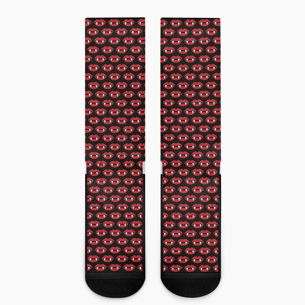Halloween Vampire Lips Pattern Print Crew Socks