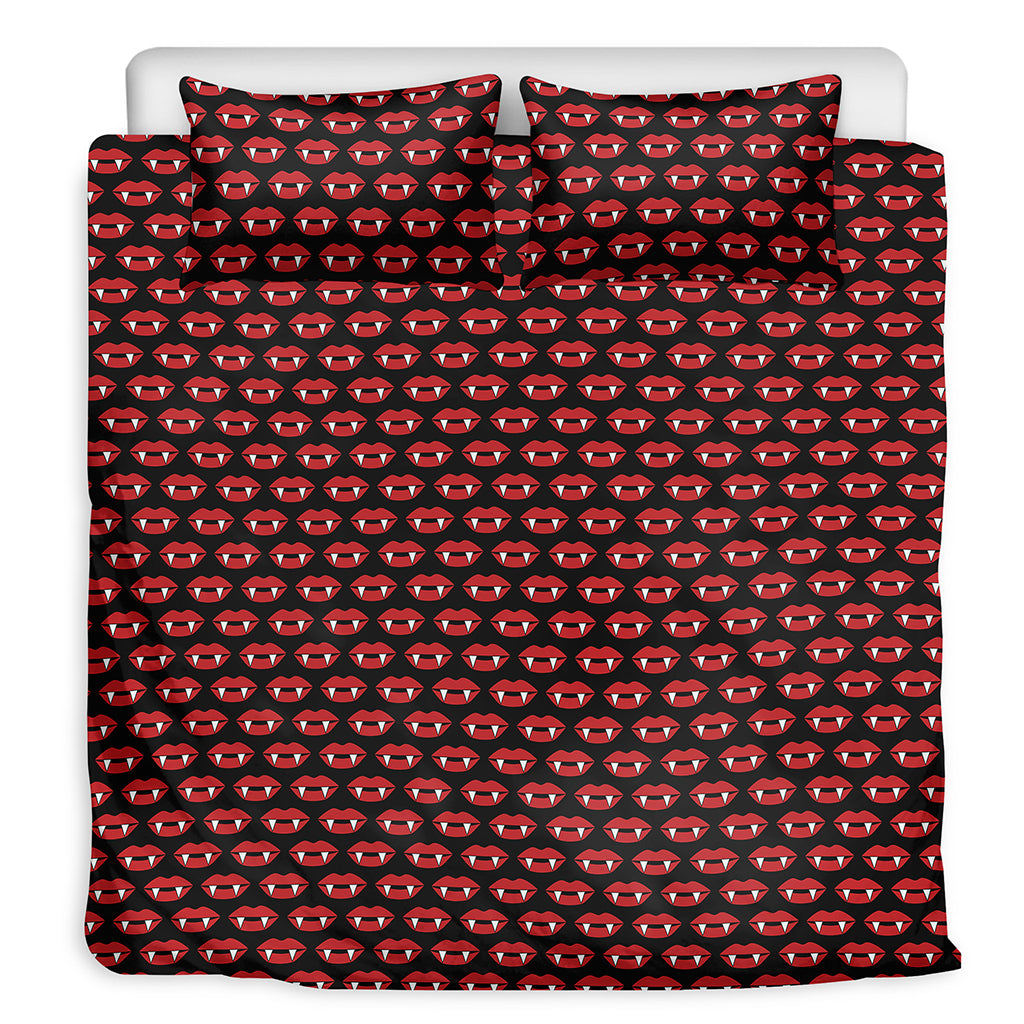 Halloween Vampire Lips Pattern Print Duvet Cover Bedding Set