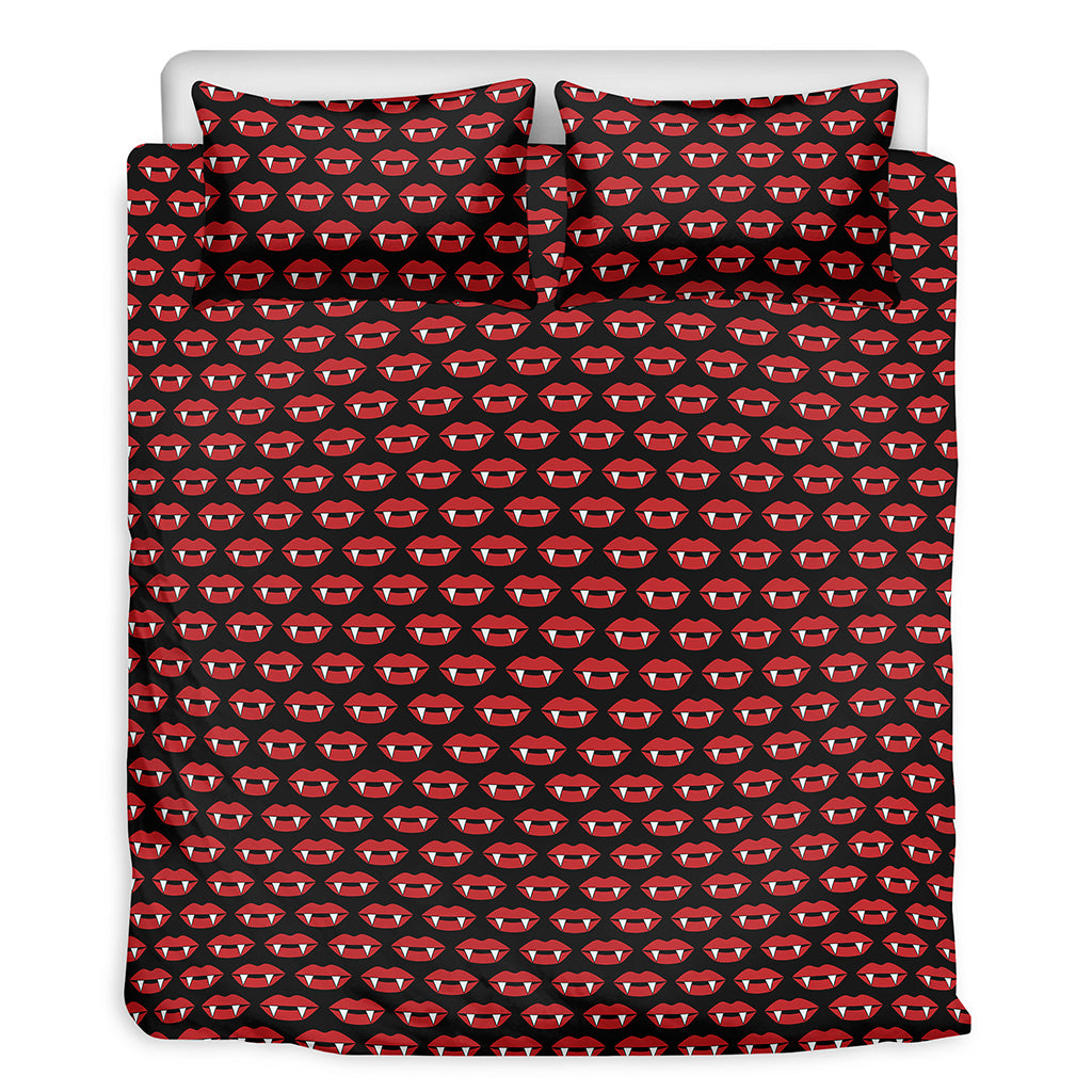Halloween Vampire Lips Pattern Print Duvet Cover Bedding Set