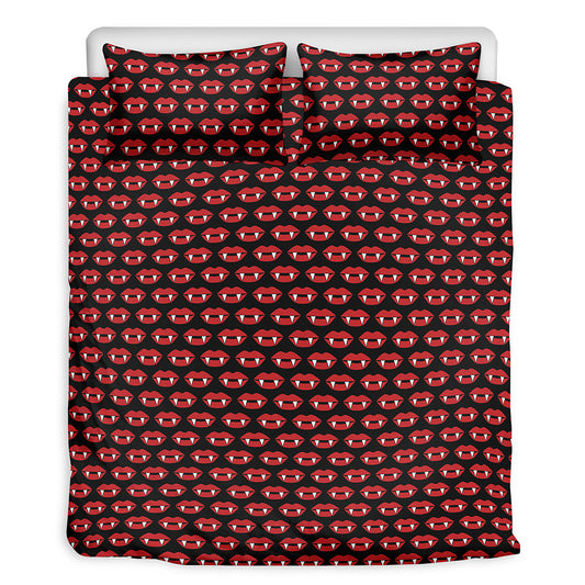 Halloween Vampire Lips Pattern Print Duvet Cover Bedding Set
