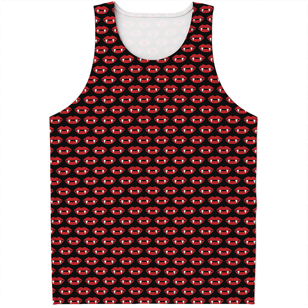 Halloween Vampire Lips Pattern Print Men's Tank Top