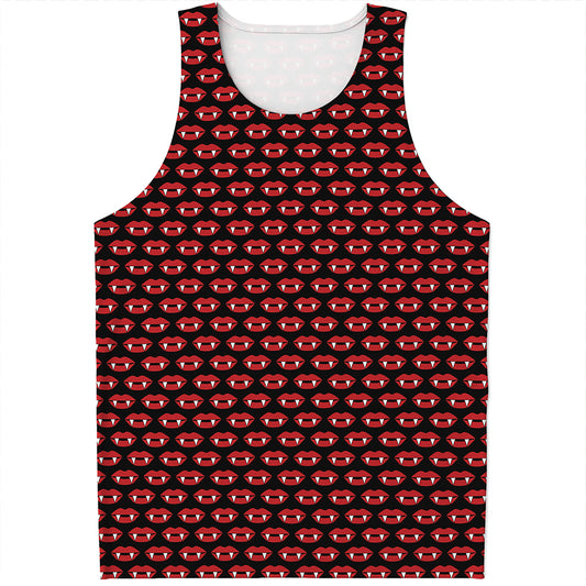 Halloween Vampire Lips Pattern Print Men's Tank Top
