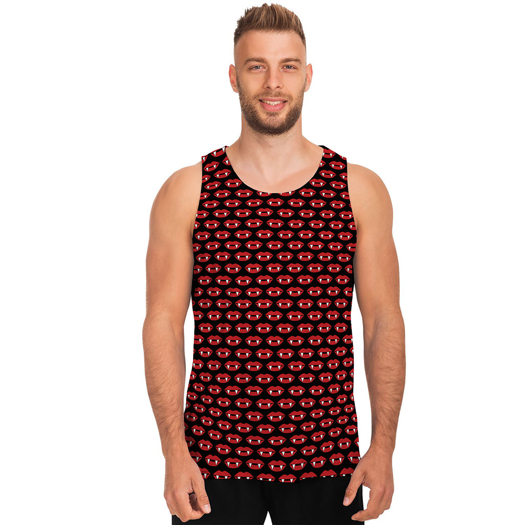 Halloween Vampire Lips Pattern Print Men's Tank Top