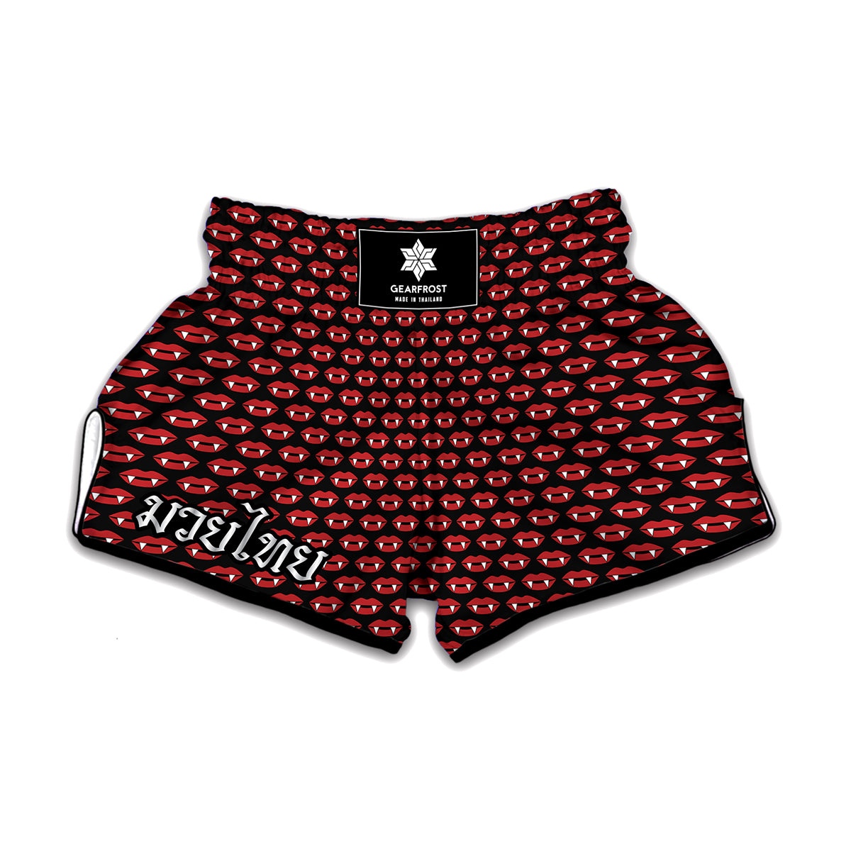 Halloween Vampire Lips Pattern Print Muay Thai Boxing Shorts