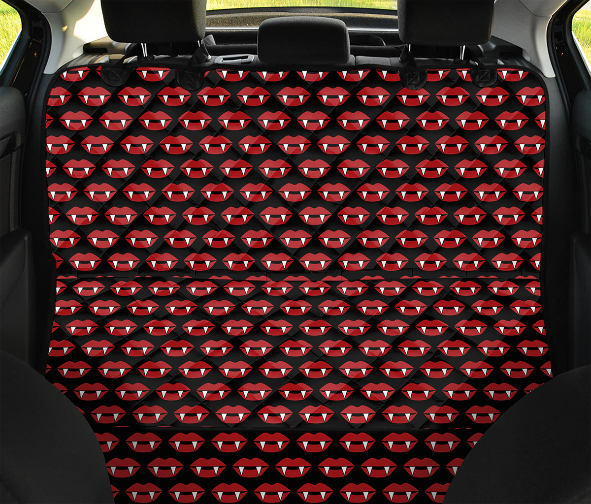 Halloween Vampire Lips Pattern Print Pet Car Back Seat Cover