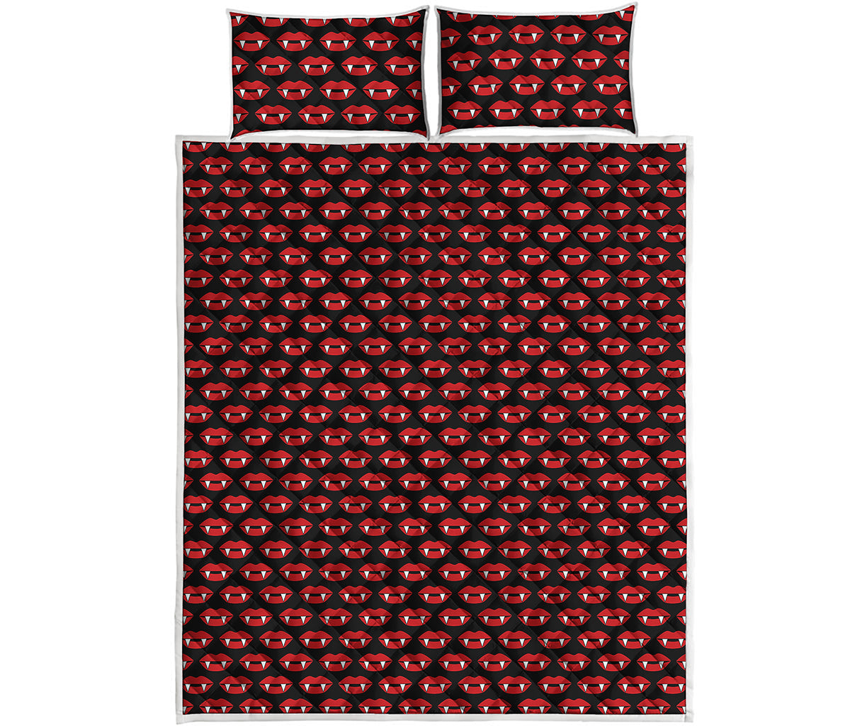 Halloween Vampire Lips Pattern Print Quilt Bed Set