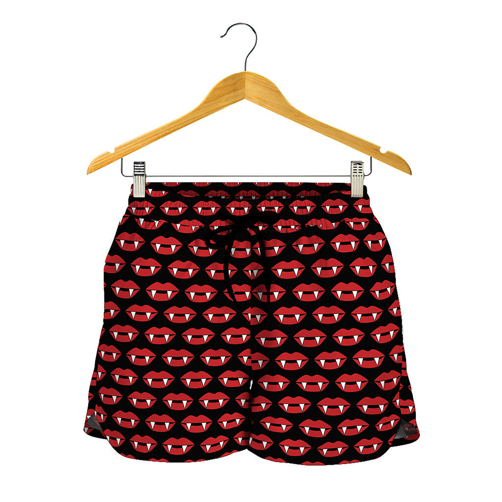 Halloween Vampire Lips Pattern Print Women's Shorts