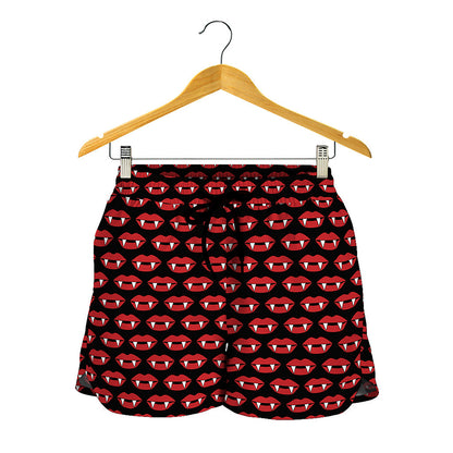 Halloween Vampire Lips Pattern Print Women's Shorts