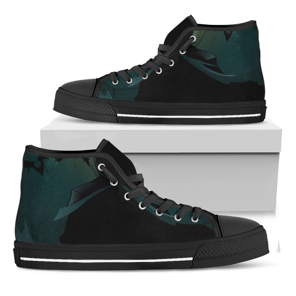 Halloween Vampire Silhouette Print Black High Top Shoes