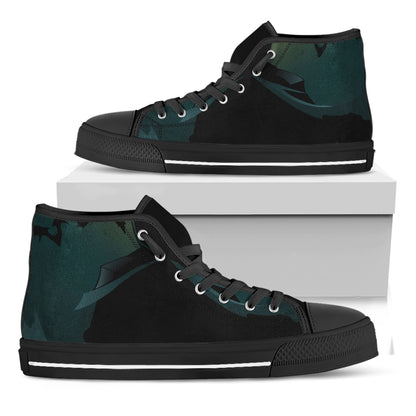 Halloween Vampire Silhouette Print Black High Top Shoes
