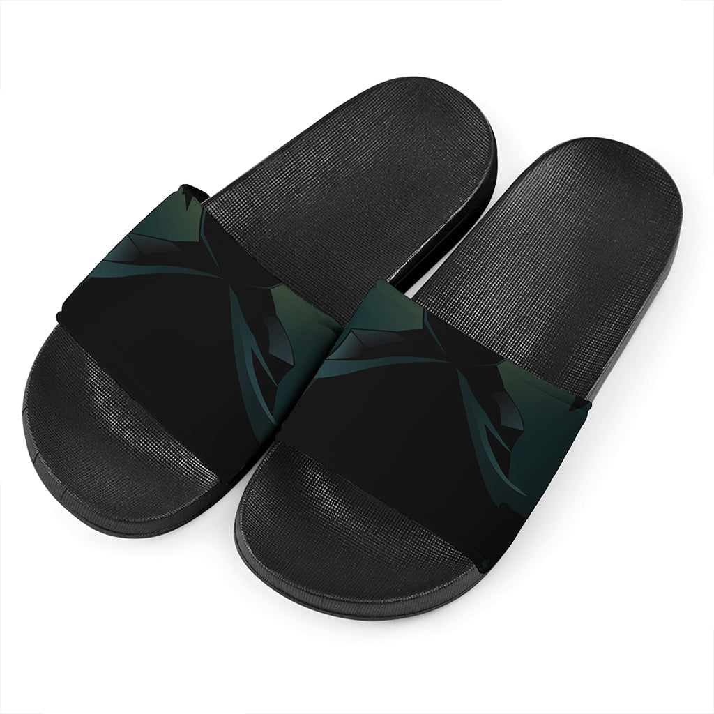 Halloween Vampire Silhouette Print Black Slide Sandals