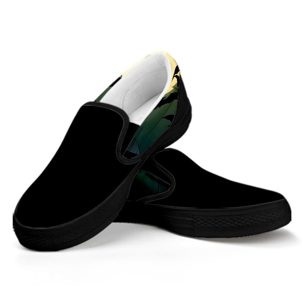 Halloween Vampire Silhouette Print Black Slip On Shoes