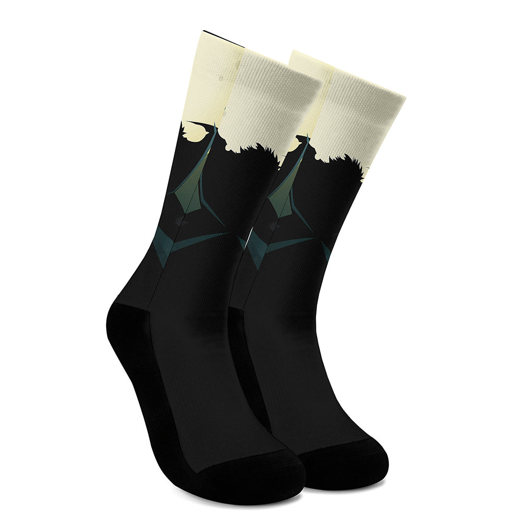 Halloween Vampire Silhouette Print Crew Socks