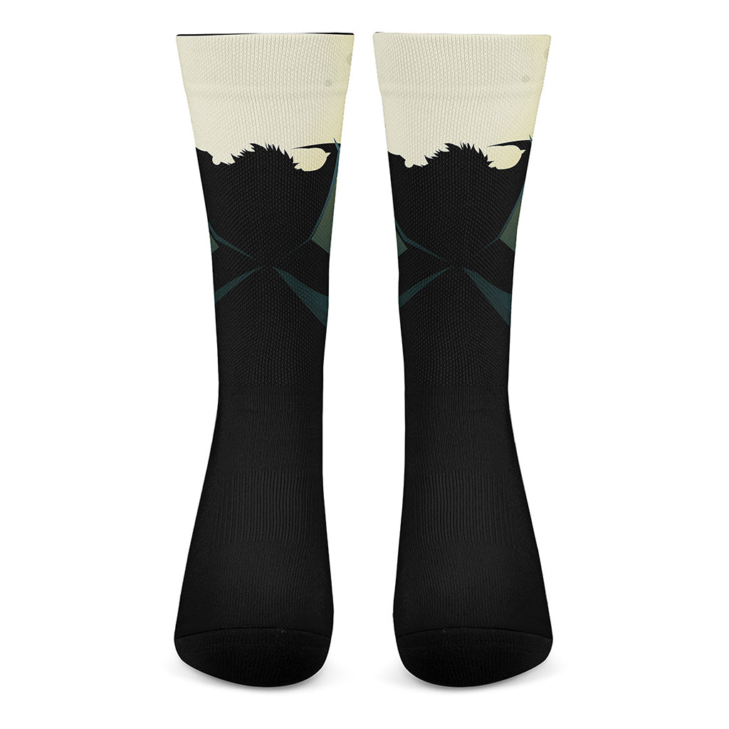 Halloween Vampire Silhouette Print Crew Socks