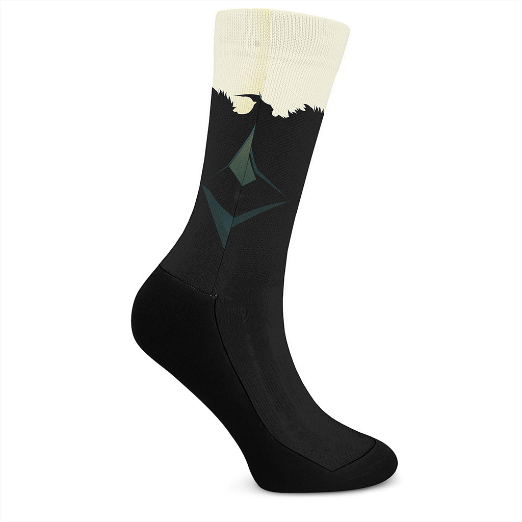 Halloween Vampire Silhouette Print Crew Socks