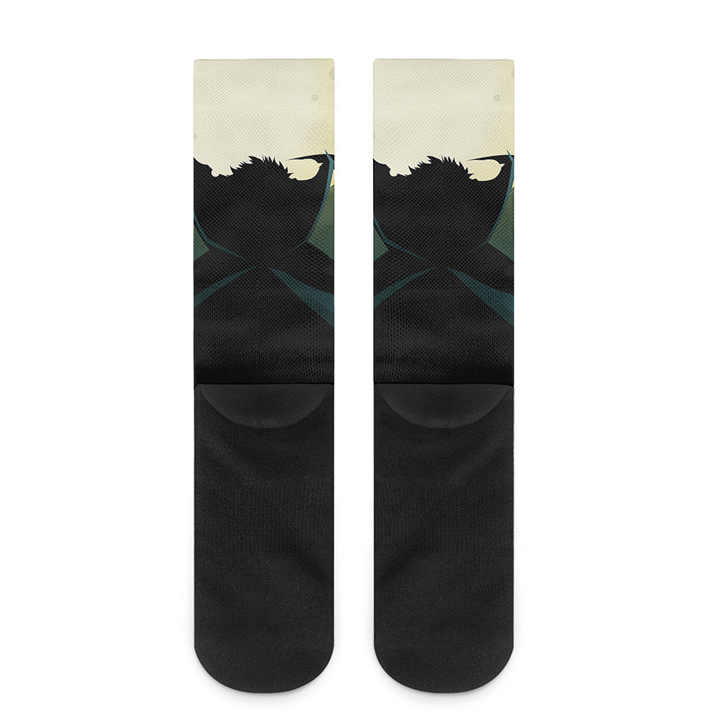 Halloween Vampire Silhouette Print Crew Socks