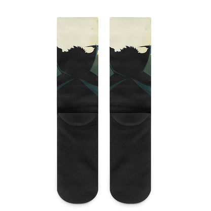 Halloween Vampire Silhouette Print Crew Socks