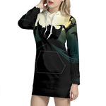 Halloween Vampire Silhouette Print Hoodie Dress