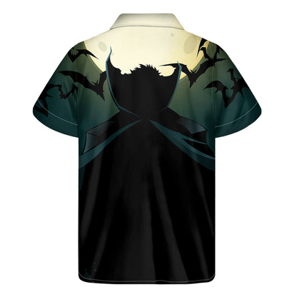 Halloween Vampire Silhouette Print Men's Short Sleeve Shirt