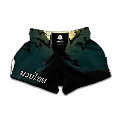 Halloween Vampire Silhouette Print Muay Thai Boxing Shorts