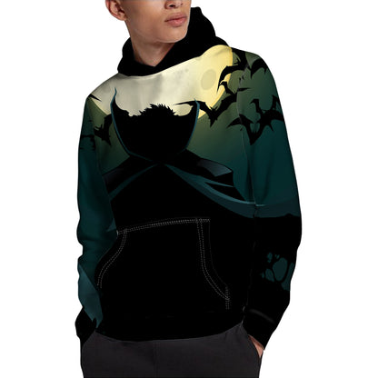 Halloween Vampire Silhouette Print Pullover Hoodie