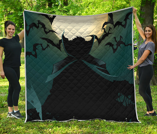 Halloween Vampire Silhouette Print Quilt