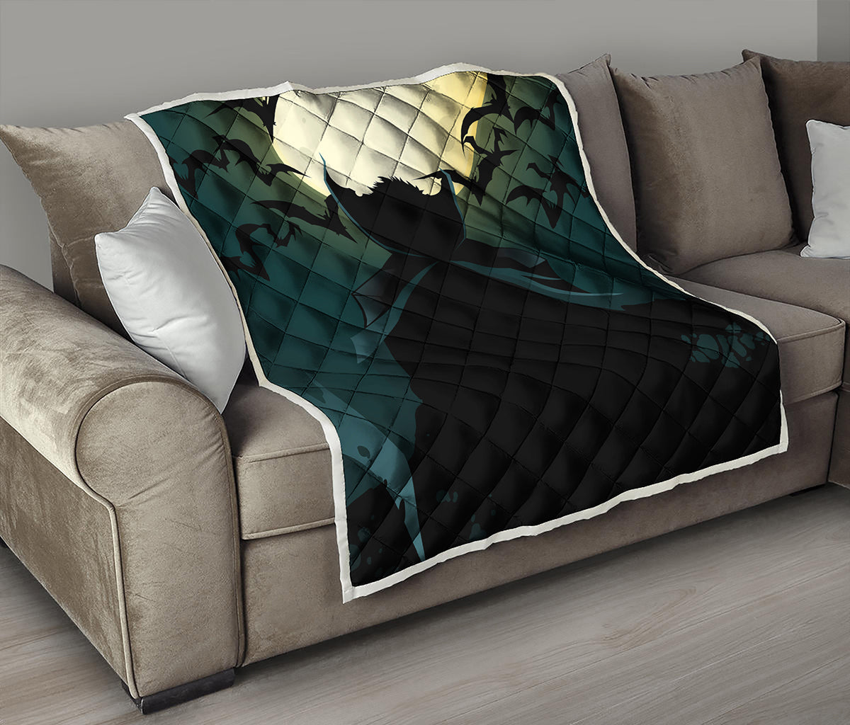Halloween Vampire Silhouette Print Quilt