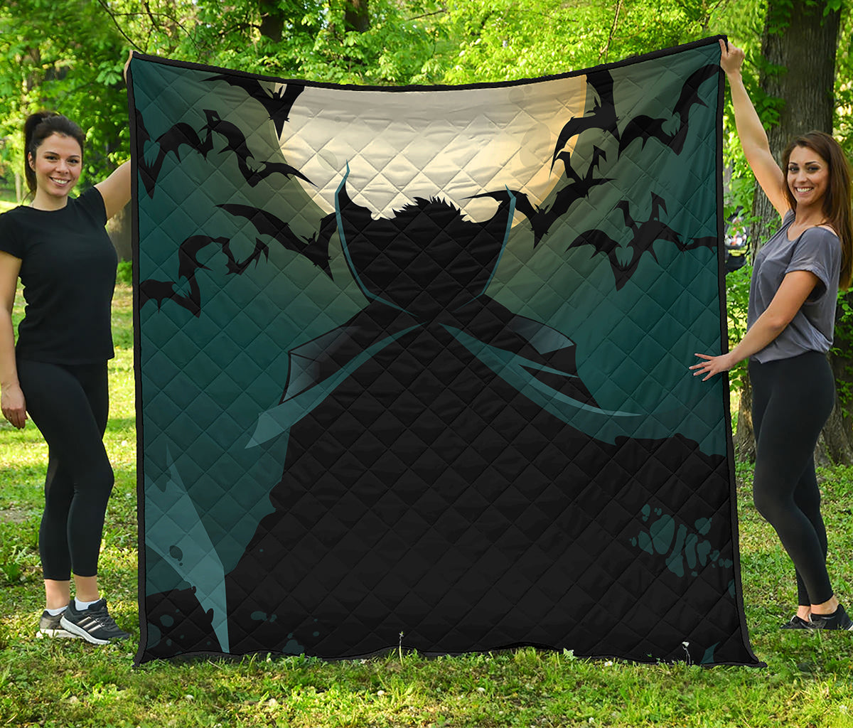 Halloween Vampire Silhouette Print Quilt