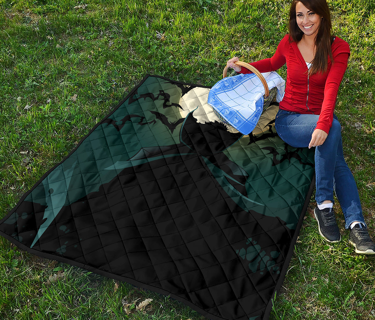 Halloween Vampire Silhouette Print Quilt