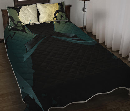 Halloween Vampire Silhouette Print Quilt Bed Set