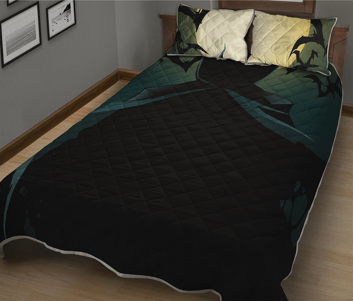 Halloween Vampire Silhouette Print Quilt Bed Set