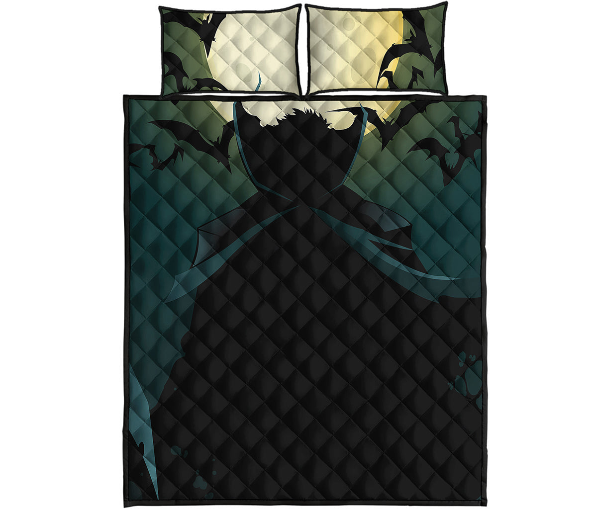 Halloween Vampire Silhouette Print Quilt Bed Set