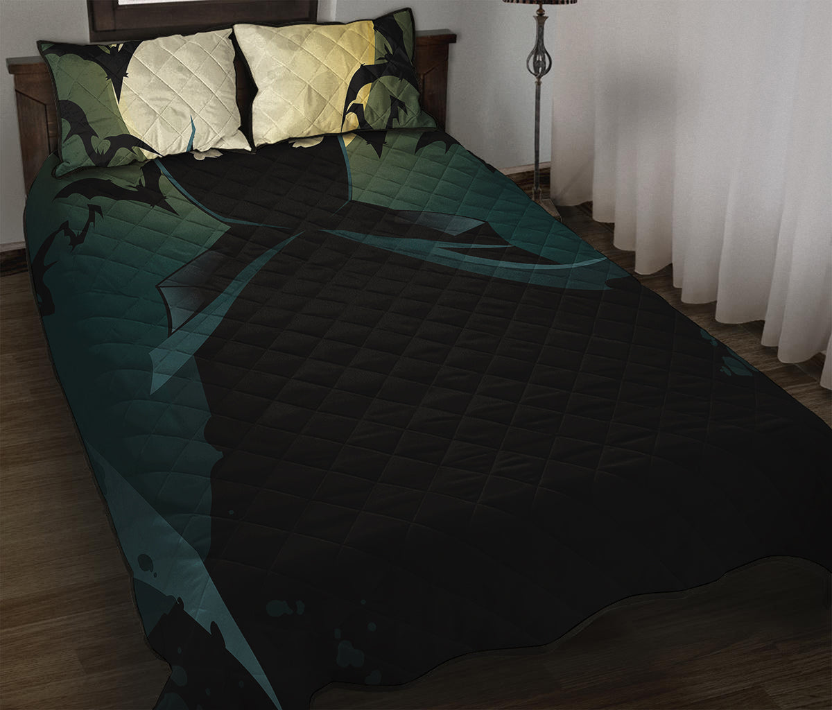 Halloween Vampire Silhouette Print Quilt Bed Set