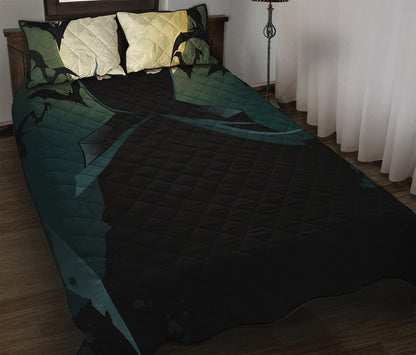 Halloween Vampire Silhouette Print Quilt Bed Set