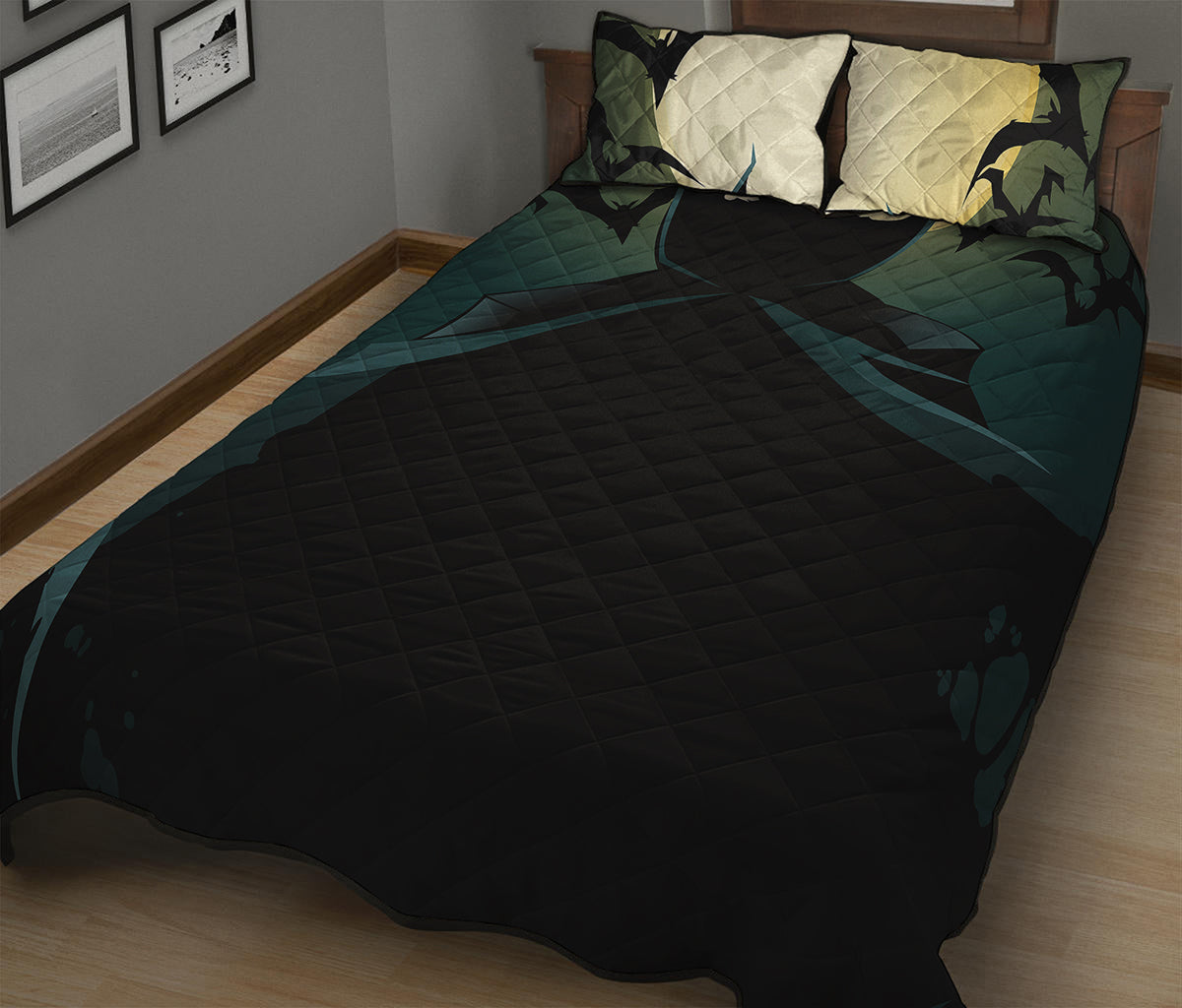 Halloween Vampire Silhouette Print Quilt Bed Set