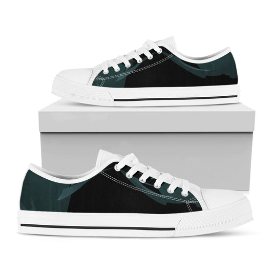 Halloween Vampire Silhouette Print White Low Top Shoes