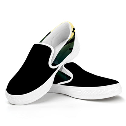 Halloween Vampire Silhouette Print White Slip On Shoes