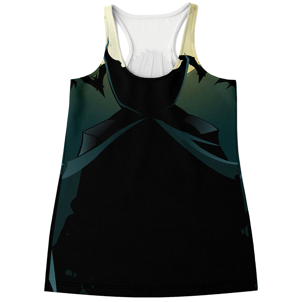 Halloween Vampire Silhouette Print Women's Racerback Tank Top