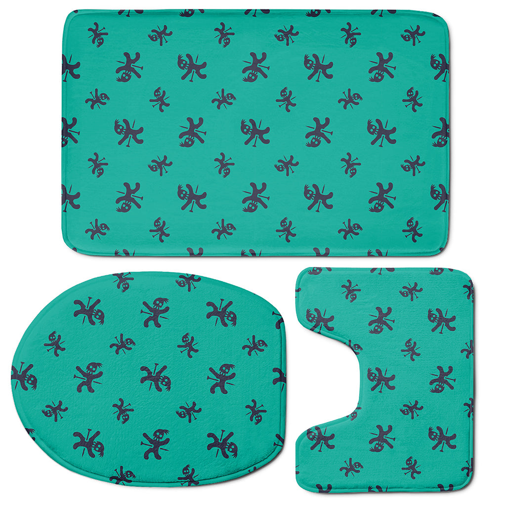 Halloween Voodoo Doll Pattern Print 3 Piece Bath Mat Set