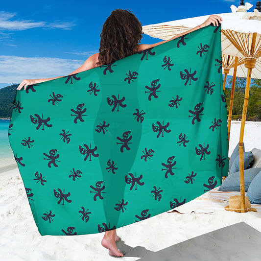 Halloween Voodoo Doll Pattern Print Beach Sarong Wrap