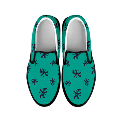 Halloween Voodoo Doll Pattern Print Black Slip On Shoes