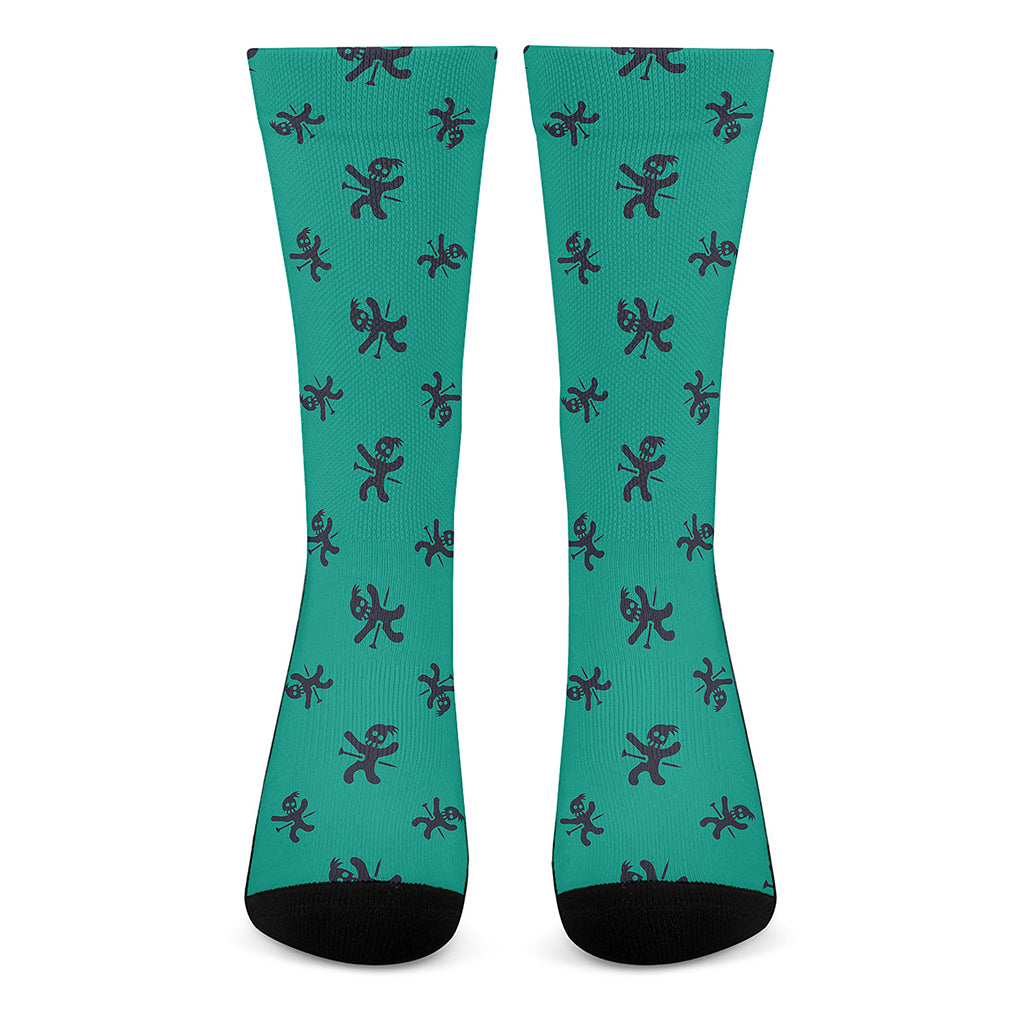 Halloween Voodoo Doll Pattern Print Crew Socks