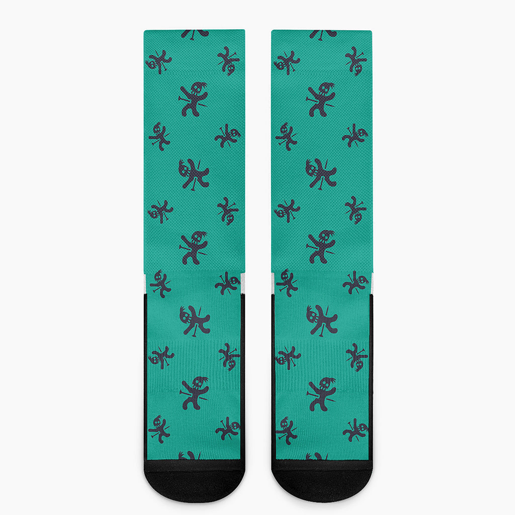 Halloween Voodoo Doll Pattern Print Crew Socks