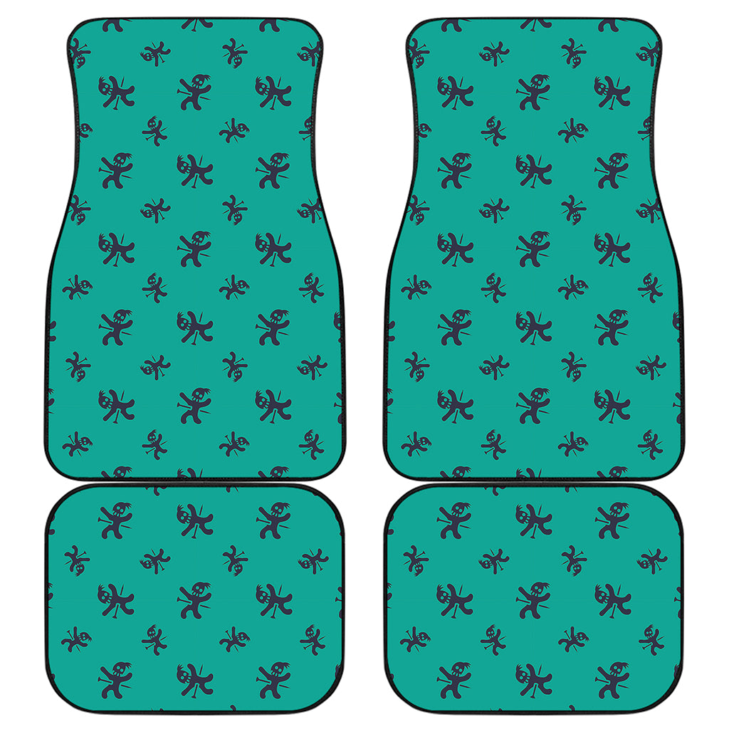 Halloween Voodoo Doll Pattern Print Front and Back Car Floor Mats