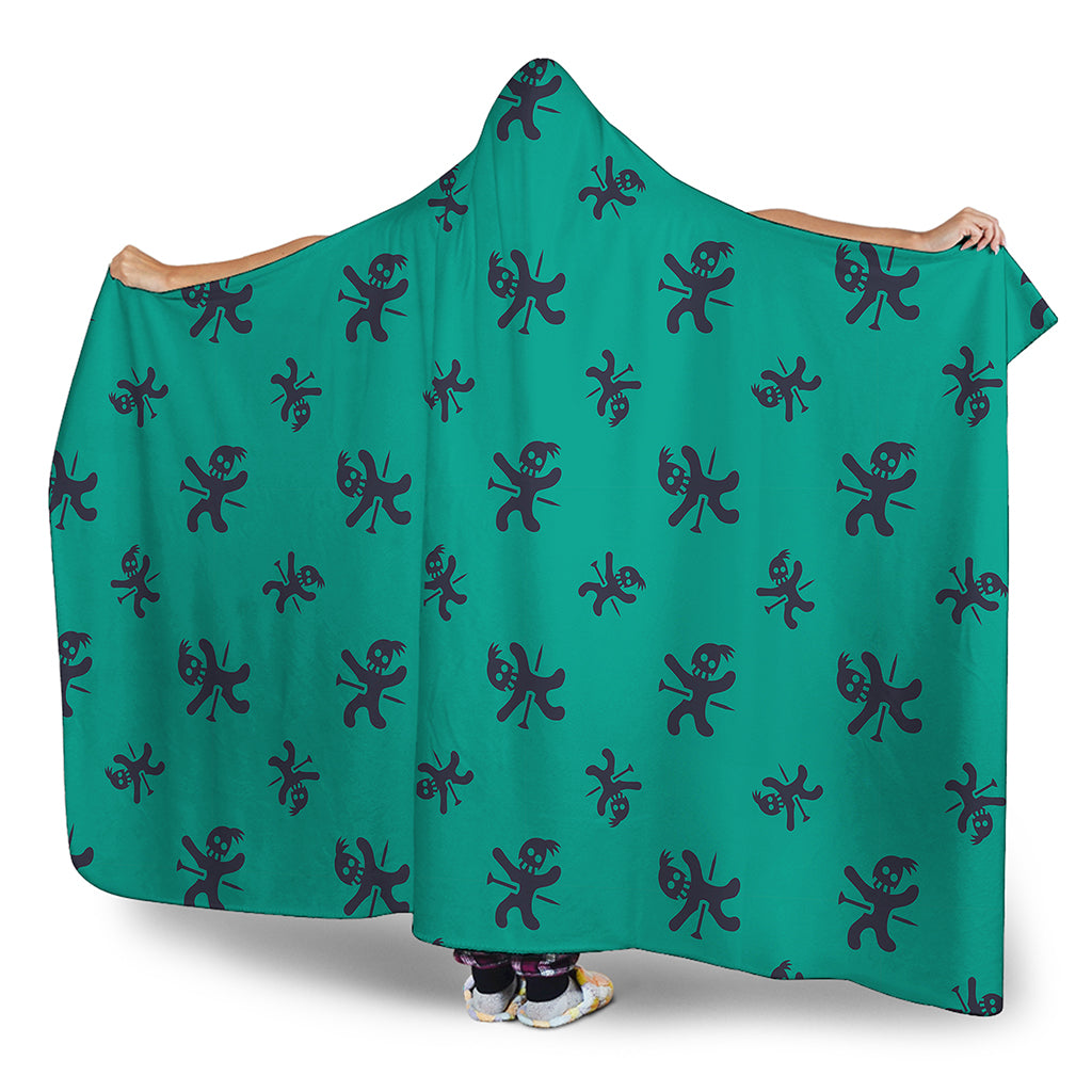 Halloween Voodoo Doll Pattern Print Hooded Blanket