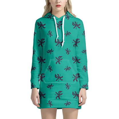 Halloween Voodoo Doll Pattern Print Hoodie Dress