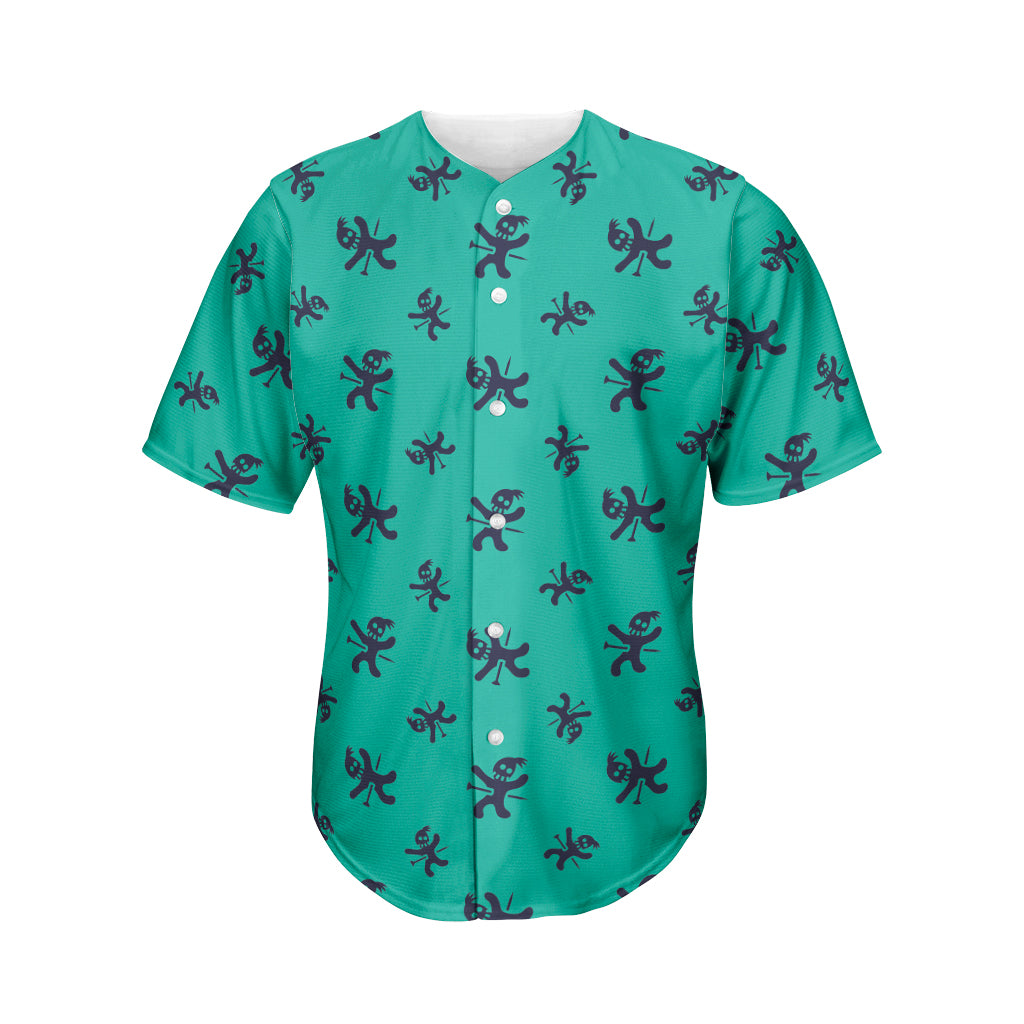 Halloween Voodoo Doll Pattern Print Men's Baseball Jersey