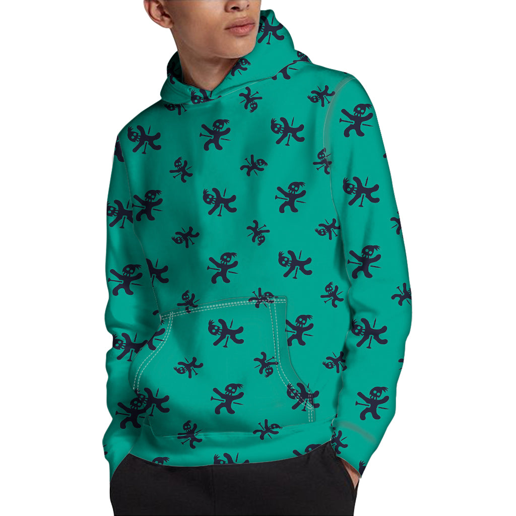 Halloween Voodoo Doll Pattern Print Pullover Hoodie