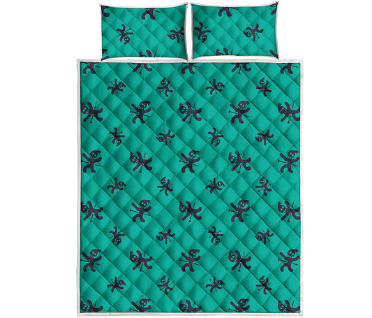 Halloween Voodoo Doll Pattern Print Quilt Bed Set