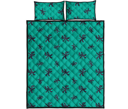 Halloween Voodoo Doll Pattern Print Quilt Bed Set